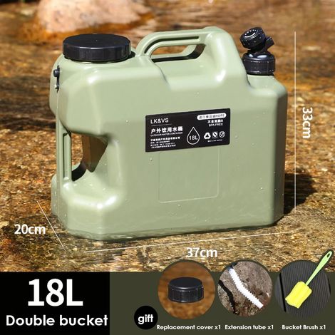 Seau de rangement pour bouteille d'eau de 25 L avec robinet, sac à eau de camping portable en PE, seau en plastique PC de qualité alimentaire pour le camping et les activités de plein air. Grand seau  (1/5)