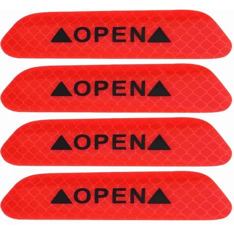 Autocollants réfléchissants auto-adhésifs pour porte de voiture, bande d'avertissement de sécurité, signe (rouge), 4 pièces (1/5)