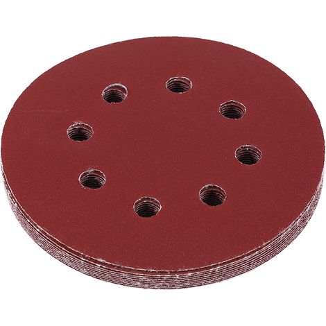 Disques à poncer rouges ronds de 125 mm, papier de verre à 8 trous, grain 240 (1/3)