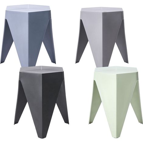Set di 4 sgabelli da giardino extra impilabili in materiale sintetico multicolore Karavos (1/5)