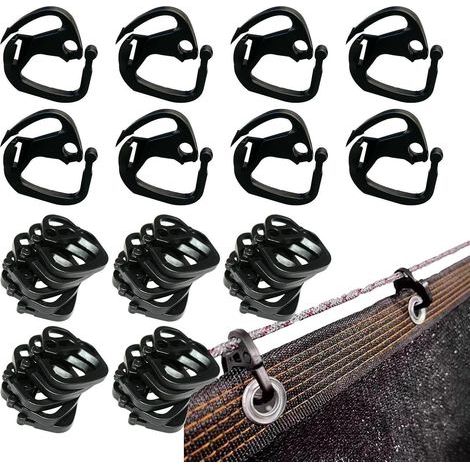 Picchetti per vele ombreggianti, 100 clip in tessuto. Fissaggio robusto e bloccabile per serre, fattorie, balconi, cortili, giardini e uso esterno. (1/5)