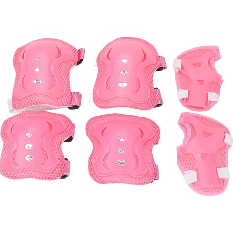 Ensemble de protections pour enfants : genouillères, coudières et protège-mains élégants et respirants pour le vélo et le roller (rose)