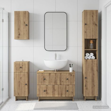 vidaXL 4 Piece Bathroom Cabinet Set EDE Artisan Oak Engineered Wood (1/5)