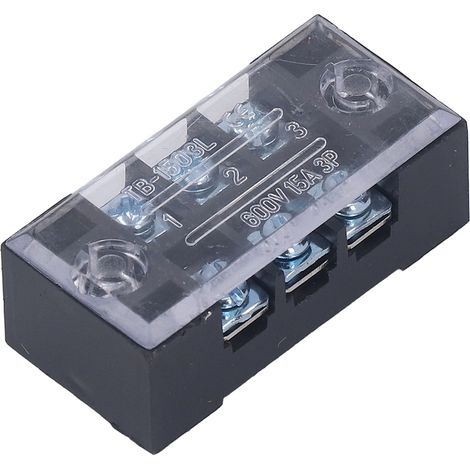 borniers à barrière de fils professionnels TB fixes en laiton à double rangée, 15 A 600 V, 3 broches (1503) (1/5)