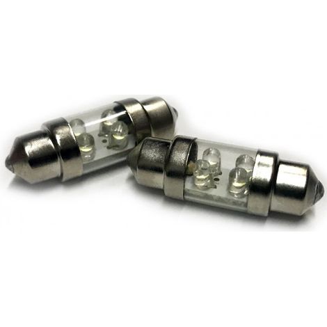 Coppia 2 Lampade Led T11 C5W Siluro 31mm Con 4 Led F3 Colore Verde Green 12V 0,2W
