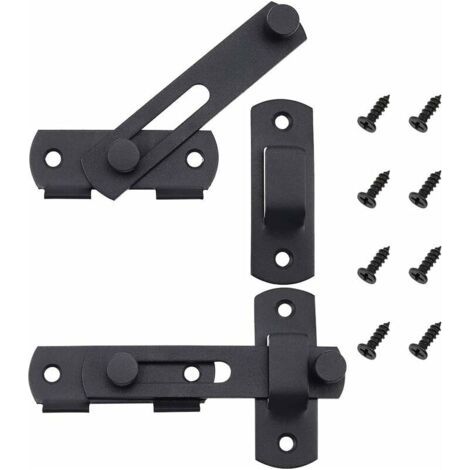 BUNTHAUS Lot de 2 Verrou de Porte Coulissante en Acier Inoxydable Serrure de Porte à Loquet à Bascule Portail Noir Mat pour les Portes les Fenêtres les Jardins  avec les Vis de Montage 100mm (1/5)