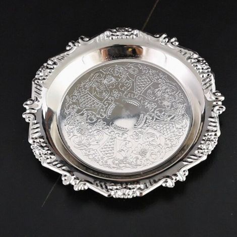 Lot de 6 Plateaux Ronds Vintage en Métal Argenté 10cm pour Apéritif Collations Bonbons et Décoration de Fête Maison