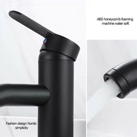 Robinet de salle de bainrobinet de lavabo noir robinet de sallebainadapté pour un diamètre intérieur de 32 mm à 42 mm (1/4)