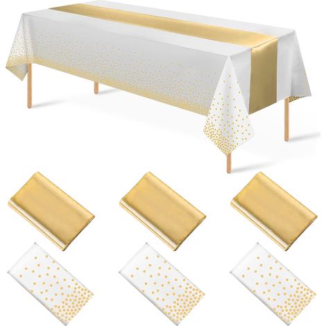 3 nappes jetables rectangulaires en plastique blanc et bleu ciel, 137 x 274 cm, pour anniversaire, baby shower, mariage (1/5)