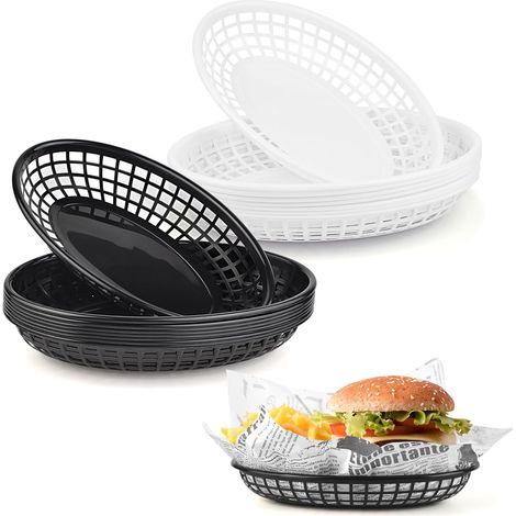Lot de 16 Panier Alimentaire, Plastique Réutilisable, Design Ovale, Pour Fête, Pique-nique (1/5)