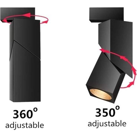 Spot Plafond Art Diy Spots Plafond Downlight Réglable Rotatif En Aluminium Led Intérieur Eclairage Lampe Pivotant Pour La Maison, Boutique Galerie (Noir, 3000k/3w) (1/4)