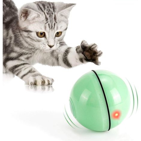 Cat toys, toy ball with LED lights, 360-degree automatic rotation and USB charging. Interactive toys for cats, pets, dogs, and kittens (green). (1/4)
