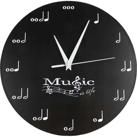 Bardusch Horloge murale note de musique 30 x 30 cm en acrylique noir pour décoration d'intérieur sur le thème de la musique avec motif personnel (1/5)
