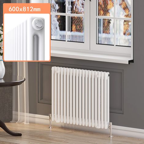ELEGANT White Traditional Radiator Cast Iron Style Radiator 600 x 812 mm Horizontal Double Column (1/5)