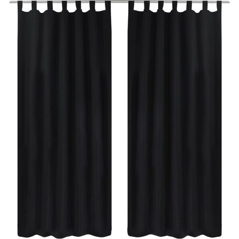 vidaXL Tende Micro-Raso Nere 2 pz con Occhielli 140 x 245 cm