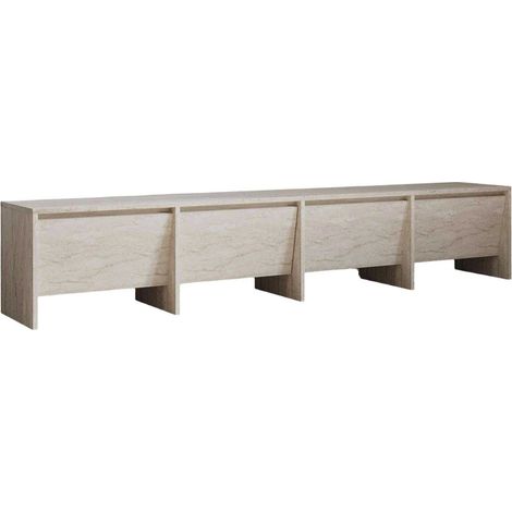 M&S – Meuble TV en aggloméré beige 180x35 cm – Finition travertine – Panneaux mélaminés – Livré en kit (1/4)