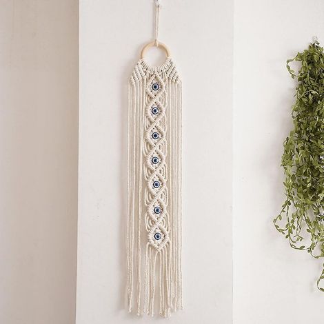 1 attrape-rêves en macramé, décoration murale bohème avec œil maléfique, ornement artisanal pour chambre, salon ou studio de yoga (1/5)