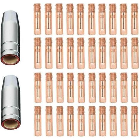 42 pices MB15 15AK buses de gaz buses de contact porte-buse 0,8 mm MIG/MAG consommables pour torche de soudage pointes de contact MIG machine de soudage MIG (1/5)