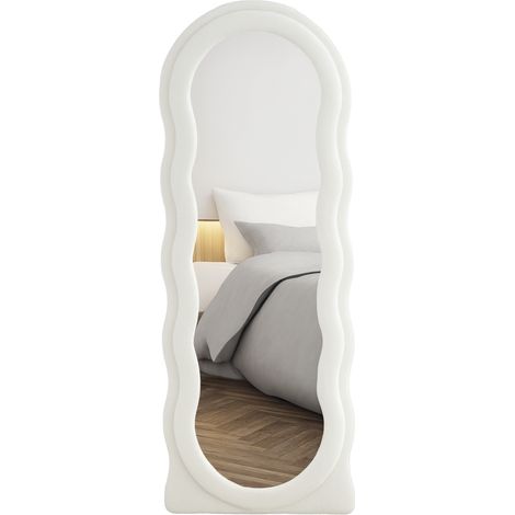 Miroir sur pied pleine longueur 160x60 cm, miroir ondulé design avec verre incassable blanc (1/5)