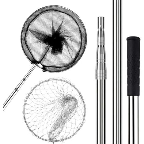 épuisette de Pêche, Filet de Peche avec Long Manche Téléscopique Lot de 2 Filets de Capture Télescopiques pour Poulet, Canards, Oies, Dindes, Chats, Oiseaux, Poissons (1/5)