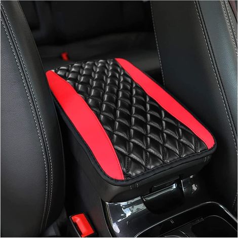 Cuscino per bracciolo auto in pelle, cuscino per bracciolo sedile impermeabile, comodi accessori auto per la maggior parte di auto, furgoni e SUV (rosso)