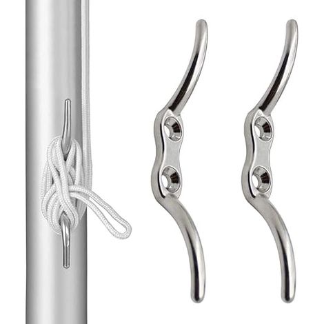 Taquet Bateau, Taquet D'amarrage, Crochet à Taquet, Taquet Amarrage, Accessoires D'amarrage de Bateau de Crochet de Taquet de Corde de Mât de Drapeau pour Bateaux Yachts, Mât de Drapeau, 2 Pack (1/5)