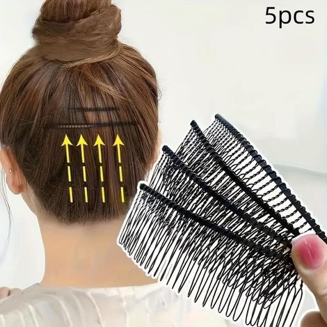 Pinces à cheveux en alliage, design ondulé antidérapant, pour frange et coiffures, 5 pièces (1/5)