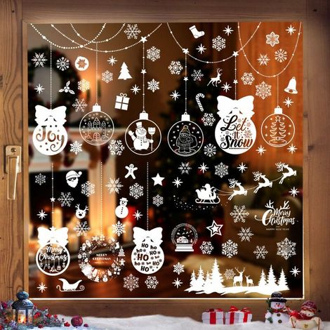 YMYNY Weihnachtsaufkleber, 200 Stück Weihnachtsdeko, Weihnachtsdekoration, Weihnachts-Schneeflocken-Aufkleber, DIY-Dekorationsaufkleber, entfernbare statische Aufkleber (Weihnachten) (1/4)