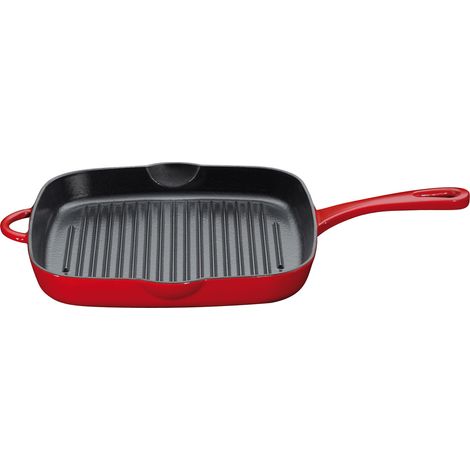 Padella grill in ghisa Kuchenprofi Provence, rossa, 26 x 26 cm