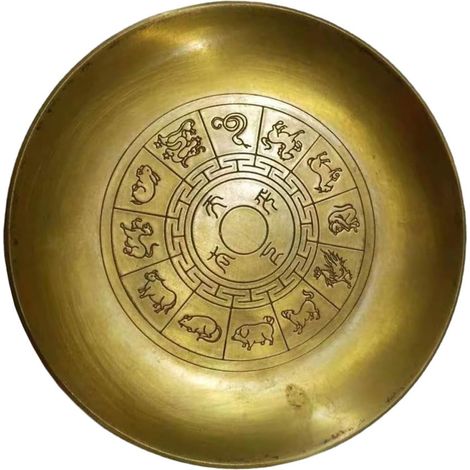 Soucoupe en Cuivre Rétro pour Porte-Encre Support de Rangement pour Pinceaux de Calligraphie Ornement Artisanal Multifonctionnel Diamètre Moyen Finition Imitation Bronze pour (1/5)