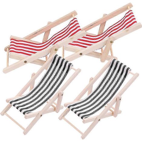 Ensemble décoratif de 4 mini chaises de plage pliantes, couleurs aléatoires (1/5)
