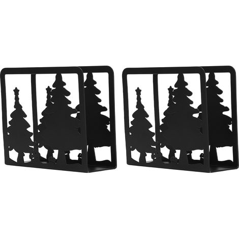 Deux porte-serviettes en forme d'arbre, ornés d'un motif d'arbre ajouré, fabriqués en acier inoxydable épais et antidérapant avec une base stable, adaptés aux fêtes et à la décoration du sapin de Noël (1/5)