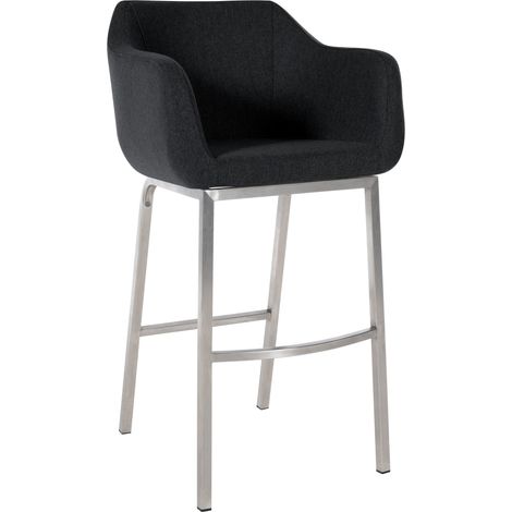 Seggiolone sgabello bar x1 rivestito in feltro antracite con base a quattro gambe in acciaio inox 100005237