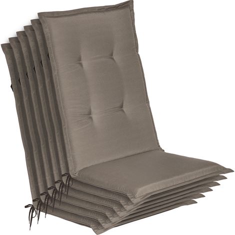 Lot de 6 coussins d'assise pour chaises de jardin Loft HL, couleur taupe, 120 x 50 x 6 cm (1/5)