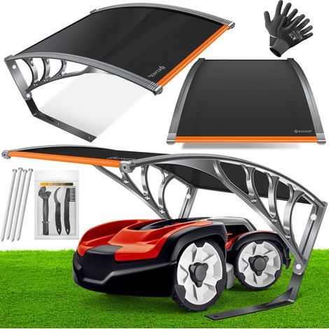 KESSER® Mähroboter Garage Dach Carport Überdachung für Mähroboter Rasenmäher Rasenroboter Automower Garten Witterungsbeständig Mährobotergarage Orange / Schwarz