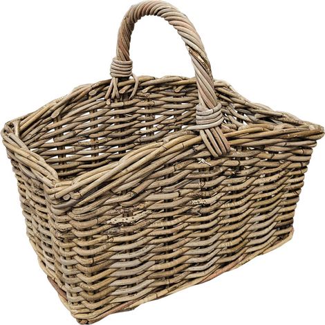 Panier rectangulaire avec grande anse H. 38 cm en kubu tressé - EMILIA