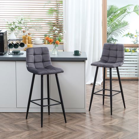 chaise salle a manger bar velours gris 2er set 42 cm OKMYHOME (1/4)