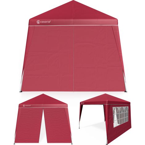 CASARIA® Capri 3x3m Pop-Up Gazebo with 2x Side Panels UV50+ Sun Protection Waterproof Foldable 3 Metre Pavilion Folding Festival Canopy Tent Includes Carrying Bag Rot (de)