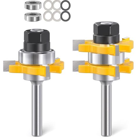 Set mit 2 Nut- und Federfräsern – 6 mm Schaft, 3-schneidige T-förmige Fräser für Nut- und Federverbindungen in Holz, 44 mm Nutbreite (1/5)