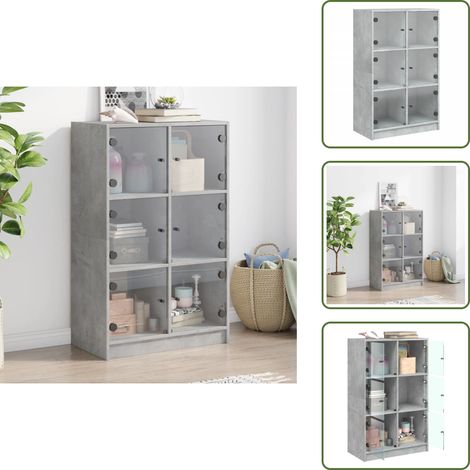 Credenza per libri - vidaXL Credenza con Ante Grigio Cemento 68x37x109 cm Legno Multistrato - Credenza per documenti