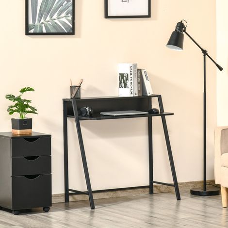 bureau ordinateur compact rangement 84x45 cm noir OKMYHOME (1/4)