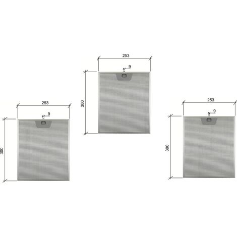 3 pz FILTRO CAPPA ALLUMINIO FRANKE FABER 253 x 300 x 8 mm CD 39610300 F 204 (1/2)
