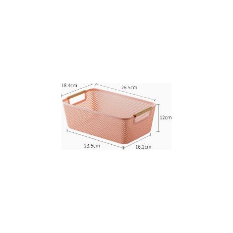 Panier de rangement ménager en plastique (rose) (1/2)