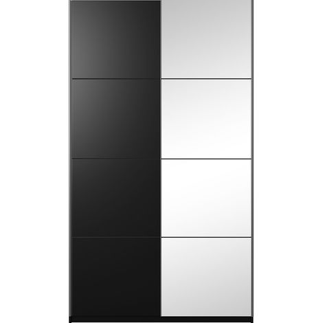 Armadio design 120cm. 2 porte con specchi modulari. Colore nero opaco. Collezione EOS. (1/5)