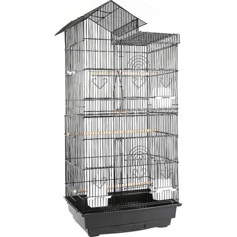 Hofuton Cage à Oiseaux  46 x 35,5 x 99 cm Cage pour Perruche Calopsitte Conure Pinson Canaris Noir (1/4)