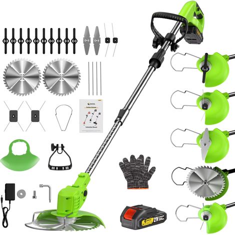 Rasaerba elettrico senza fili, tagliaerba elettrico telescopico pieghevole, attrezzo da giardinaggio elettrico con 1 batteria