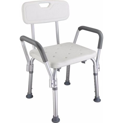 Aluminium Alloy Medical Bath Chair with Back and Handle for Shower and Tub Safety - White