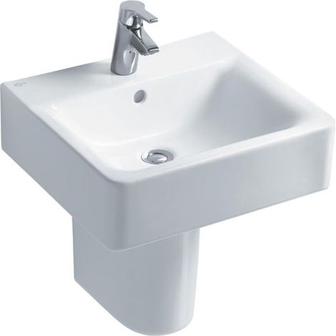 Ideal Standard Concept Cube Basin and Semi Pedestal 500mm Wide 1 Tap Hole (1/3)