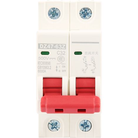 Disjoncteur miniature 2P CC 500 V 32 A, disjoncteur de sécurité MCB DZ47-63Z-2P (1/5)