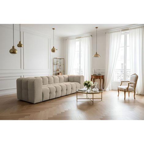 Sofa Designersofa SOLVIE 4-Sitzer in Stoff Moly Beige (1/4)